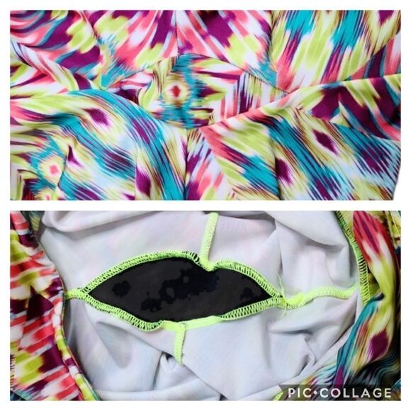 Onzie Colorful Cropped Leggings Bold Yoga Psychedelic Print Size Small Medium - Picture 8 of 12